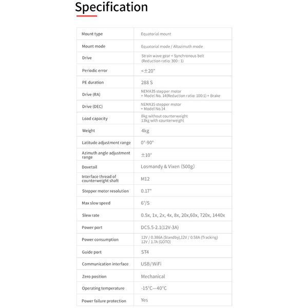 ZWO Montura ecuatorial AM3 Harmonic