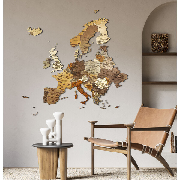 Abraham Wood Decor Mapa continental Europa Puzzle aus Holz (110 x 108 cm)