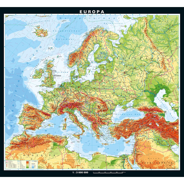 PONS Mapa continental Europa física (208 x 189 cm)