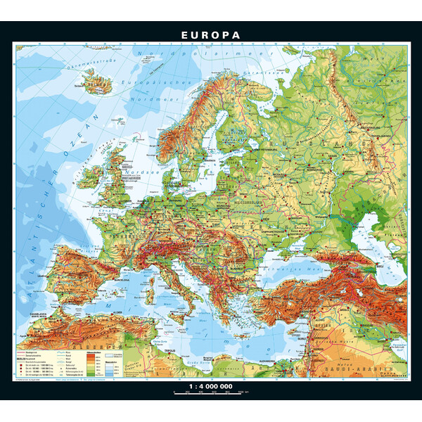 PONS Mapa continental Europa física y política (158 x 142 cm)