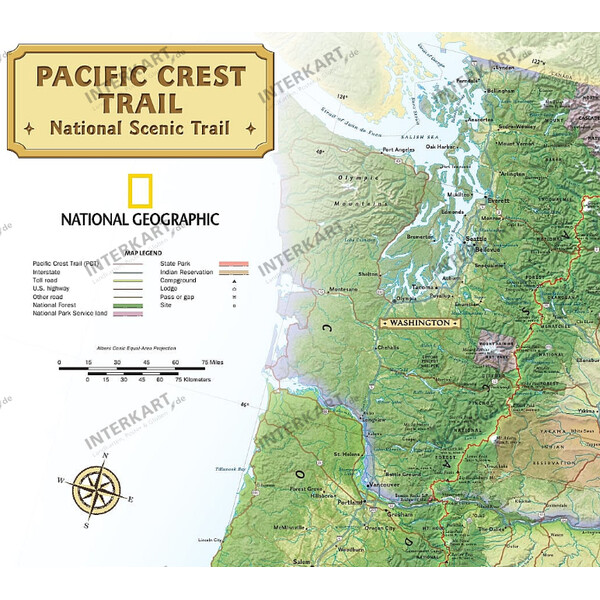 National Geographic Mapa regional Pacific Crest Trail (46 x 122 cm)