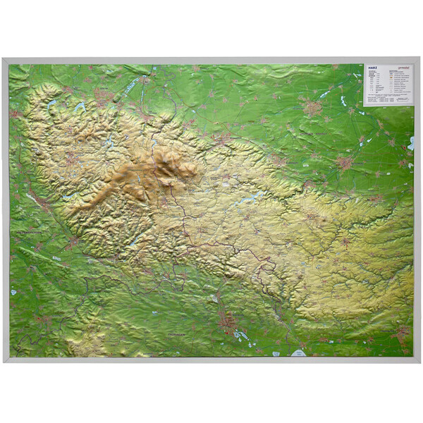 Georelief Mapa regional Harz 3D Reliefkarte (77 x 57 cm)
