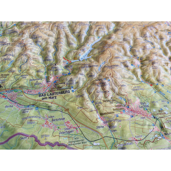 Georelief Mapa regional Harz 3D Reliefkarte (77 x 57 cm)