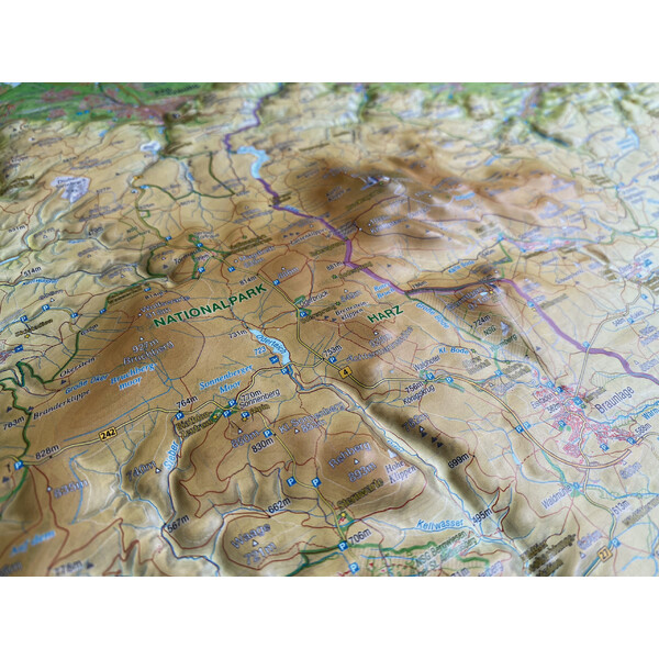 Georelief Mapa regional Harz 3D Reliefkarte (77 x 57 cm)
