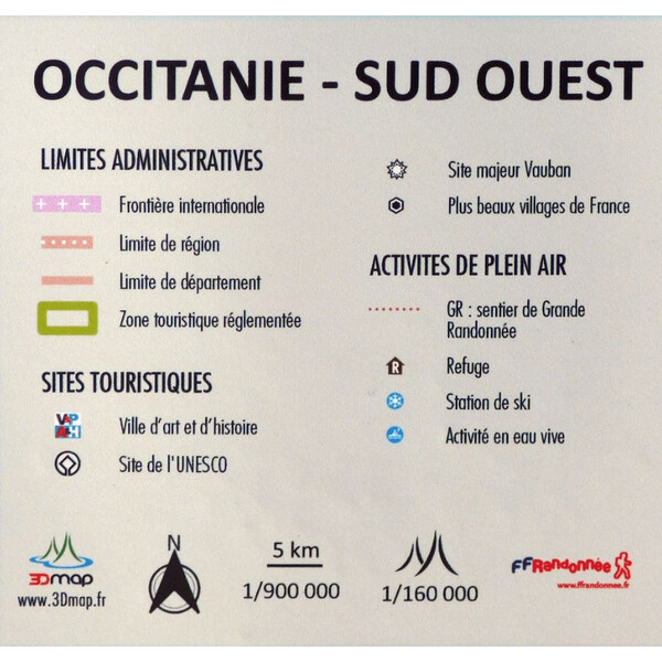 3Dmap Mapa regional Occitanie - Sud Ouest