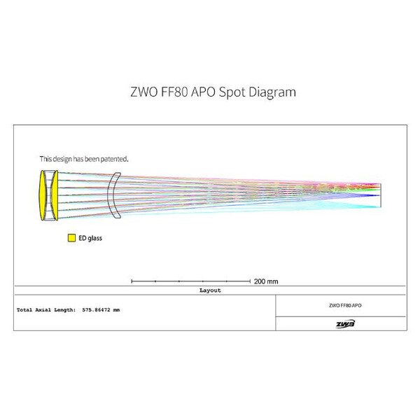 ZWO Refractor apocromático FF80 AP 80/600 Quadruplet OTA