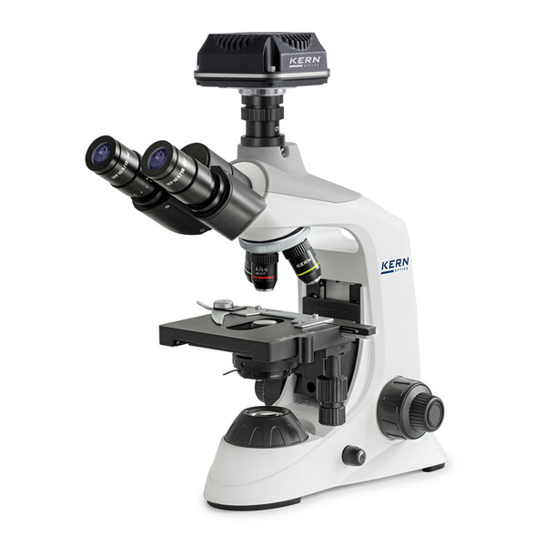 Kern Microscopio digital, OBE 124C832, HF, digital, condensador de Abbe de 1,25, fijo, USB 3.0, 40-400x, Dl, 3W LED, DIN, 5,1 MP