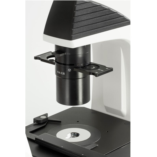 Kern Microscopio invertido OCM 166, FL, PH, trino, inverso, Abbe-N.A.-0,3-Condensador fijo, 10x-40x, 30W LED, Al, 100W HBO, Dl