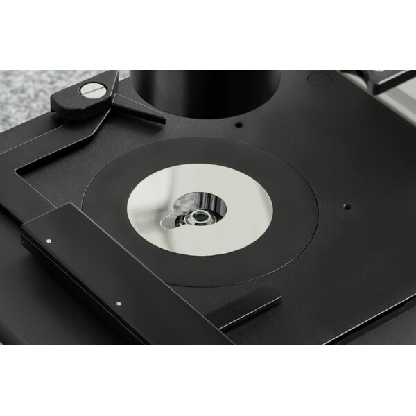 Kern Microscopio invertido OCM 166, FL, PH, trino, inverso, Abbe-N.A.-0,3-Condensador fijo, 10x-40x, 30W LED, Al, 100W HBO, Dl