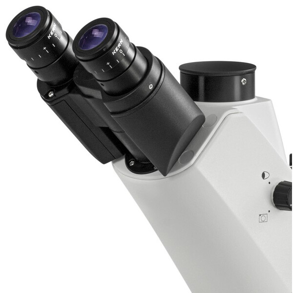 Kern Microscopio invertido OCM 166, FL, PH, trino, inverso, Abbe-N.A.-0,3-Condensador fijo, 10x-40x, 30W LED, Al, 100W HBO, Dl