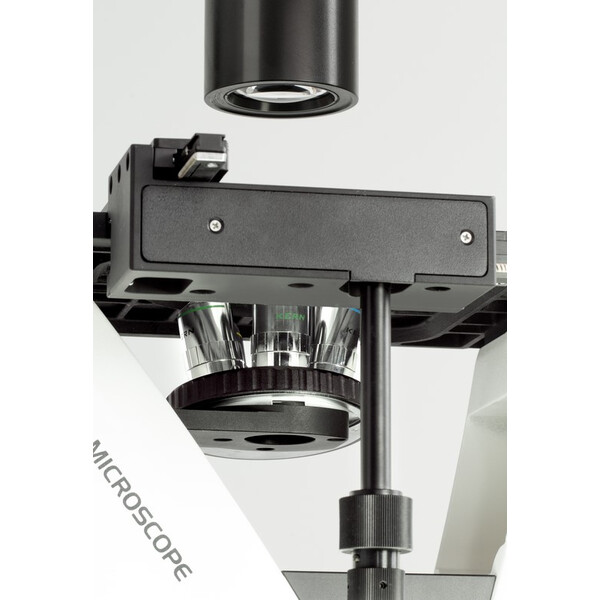 Kern Microscopio invertido OCM 168, FL, PH, trino, Abbe-N.A. 0,3 Condensador fijo, 10x-40x, 5W LED, Al/Dl