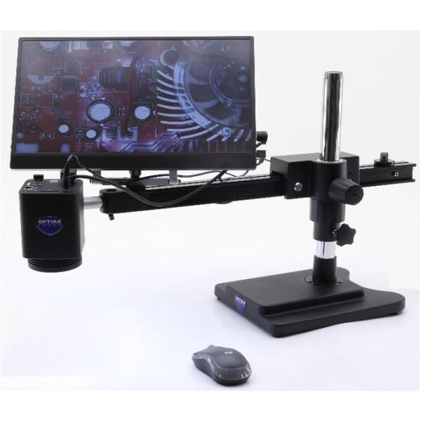 Optika Microscopio IS-4K2, zoom opt. 1x-18x, Autofocus, 8 MP, 4K Ultra HD, overhanging stand, 15.6" screen