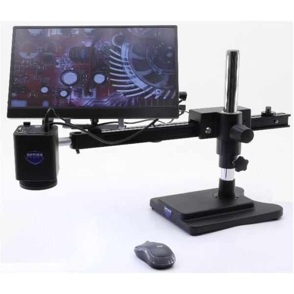 Optika Microscopio IS-4K2, zoom óptico 1x-18x, enfoque automático, 8 MP, 4K Ultra HD, soporte voladizo, pantalla de 15,6"