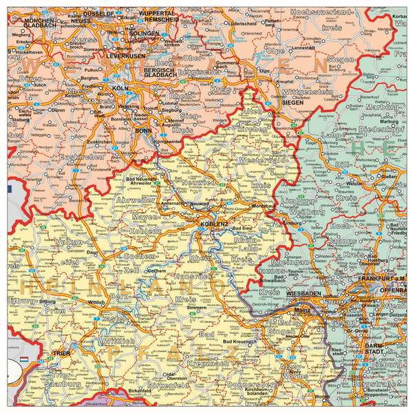 Stiefel Alemania Mapa organizativo político (100 cm x 140 cm)