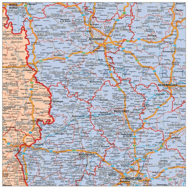 Stiefel Alemania Mapa organizativo político (100 cm x 140 cm)