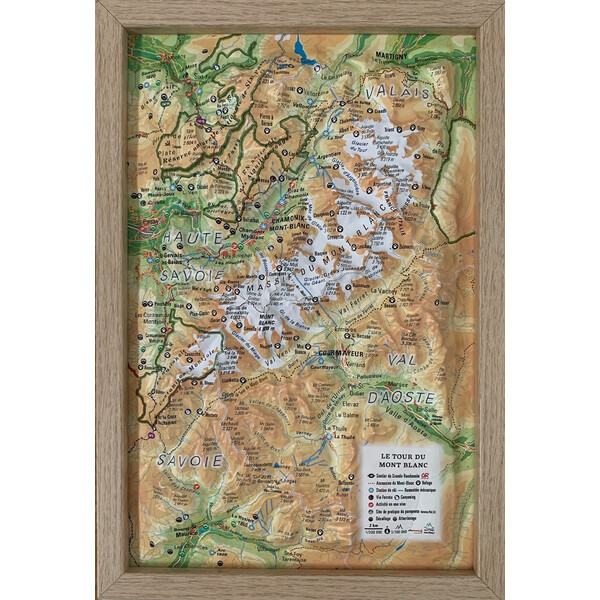 3Dmap Mapa regional Le tour du Mont Blanc (19,5 cm x 29,5 cm)