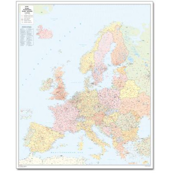 Bacher Verlag Mapa de Europa con códigos postales, grande