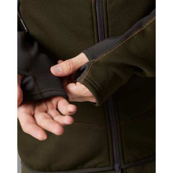 Härkila Sudadera con capucha de forro polar Deer Stalker, verde sauce/marrón sombra talla XXL