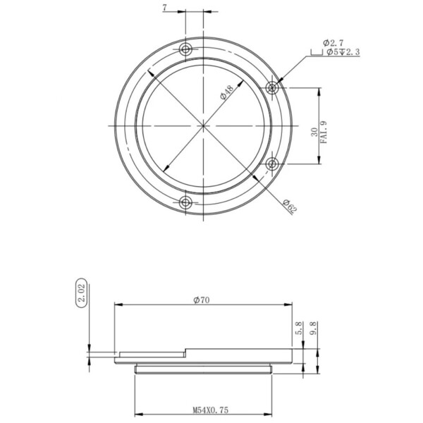 ZWO Adapter Adaptador M54 para cajón de filtro
