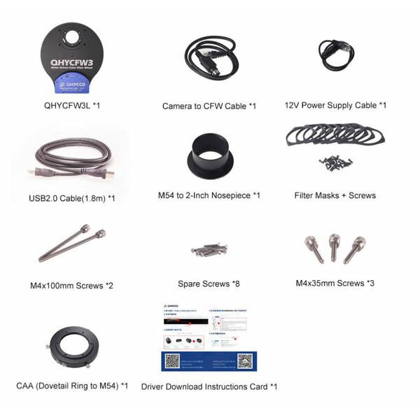 QHY Rueda de filtros CFW3L 7x 50 mm