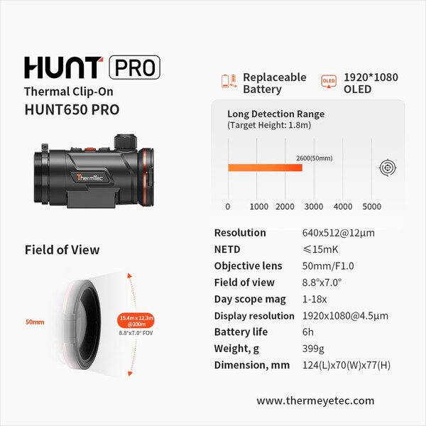 ThermTec Cámara térmica Hunt 650 PRO