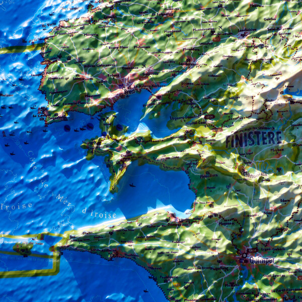 3Dmap Mapa regional Carte en relief de la Bretagne (61 cm x 41 cm)