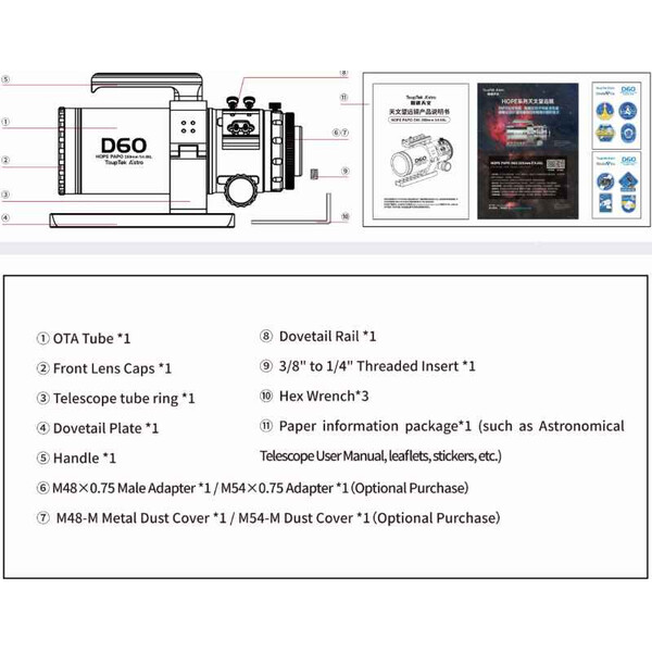 ToupTek Refractor apocromático HOPE D60 60/280 f/4.66