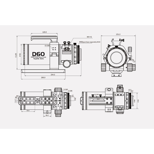 ToupTek Refractor apocromático HOPE D60 60/280 f/4.66