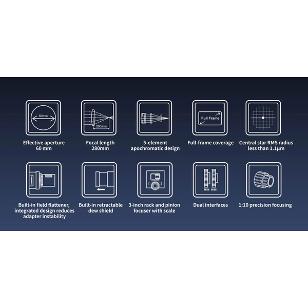 ToupTek Refractor apocromático HOPE D60 60/280 f/4.66