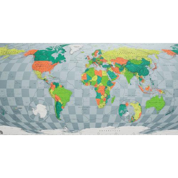 The Future Mapping Company Mapamundi Mapa multicolor del mundo, verde-rojo-naranja-azul, magnetizado