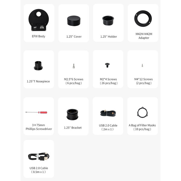 ZWO Rueda de filtros EFW 5x 1,25"