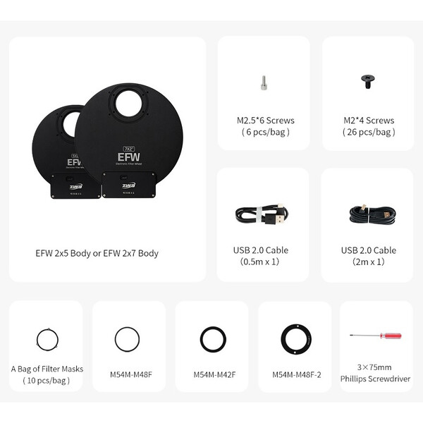 ZWO Rueda de filtros EFW 5x 2"