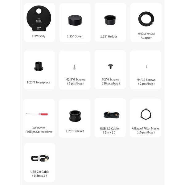 ZWO Rueda de filtros EFW 7x 36 mm