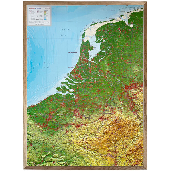 Georelief Mapa regional Benelux (57 x 77 cm)