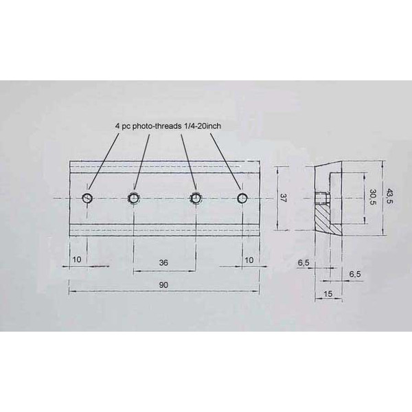 APM Placa de cola de milano de 90mm, con proteccioón de acero noble