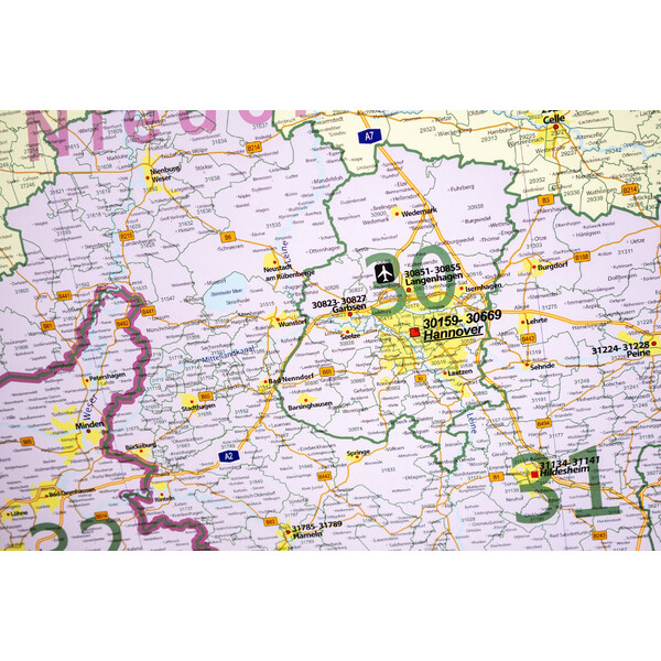 GeoMetro Mapa regional Códigos postales de Baja Sajonia (100 x 110 cm)