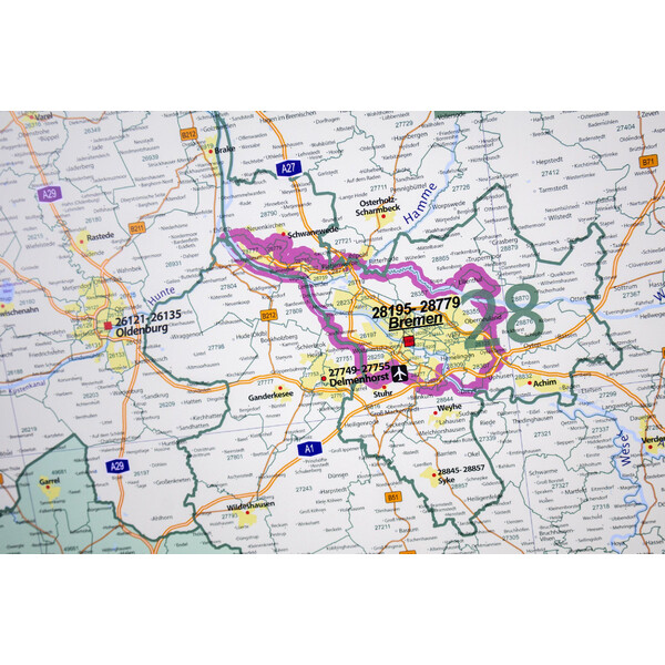 GeoMetro Mapa regional Códigos postales de Baja Sajonia (100 x 110 cm)