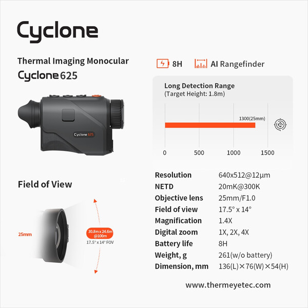 ThermTec Cámara térmica Cyclone 625