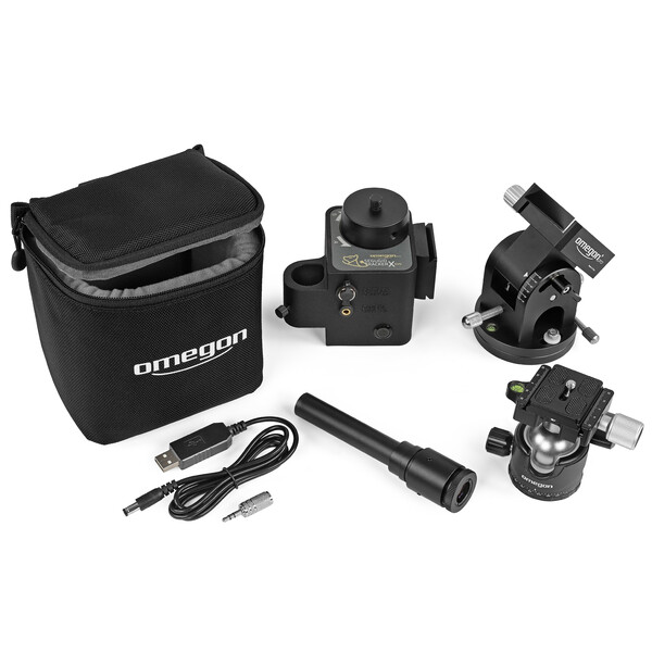 Omegon Montura Kit Segugio Tracker con rótula de trípode esférica, cuñas ecuatoriales Deluxe y buscador de polo