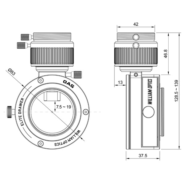 William Optics Guía fuera de eje Elite Drawer OAG de
