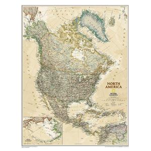 National Geographic Mapamundi Mapa antiguo de : América del Norte