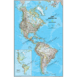 National Geographic Mapa continental América del Norte y del Sur política (58 x 91 cm)
