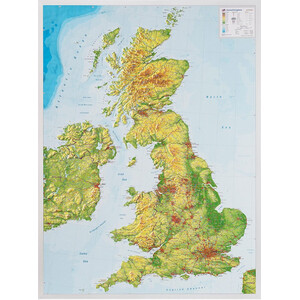 Georelief Gran Bretaña, grande, mapa en relieve 3D