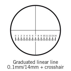 Motic Placa con escala (14 mm en 140 tramos) y retícula, (Ø25 mm)