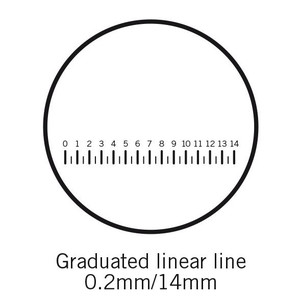 Motic Placa con escala (14 mm en 70 tramos), (Ø25 mm)