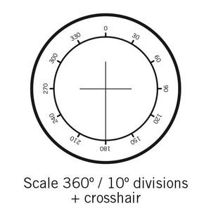 Motic Placa con escala y transportador de ángulo 360°, tramos de 30° y retícula, (Ø25 mm)