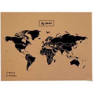 Miss Wood Mapamundi Woody Map Natural Cork XL black