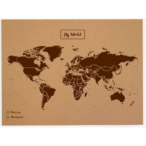 Miss Wood Mapamundi Woody Map Natural Cork L brown