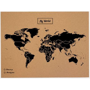 Miss Wood Mapamundi Woody Map Natural Cork L black