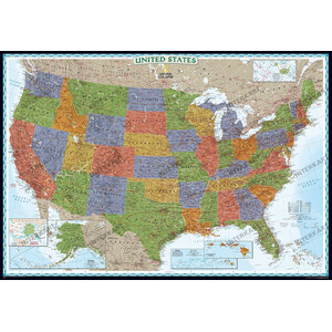 National Geographic Mapa político decorativo de los Estados Unidos, laminado